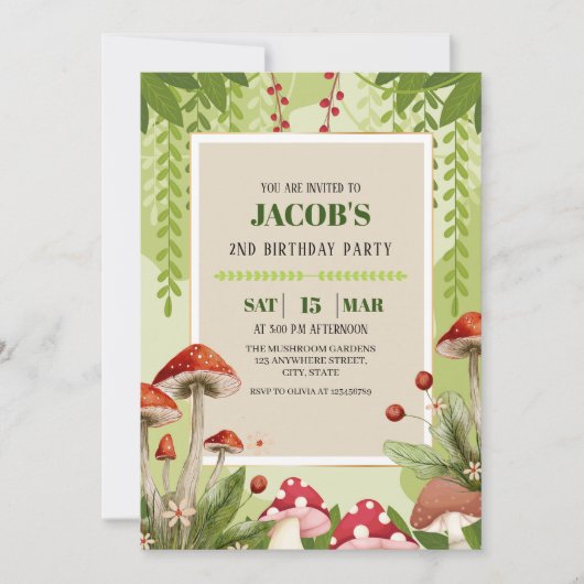 Invitation Boy boisé champignon 2e anniversaire (Devant)