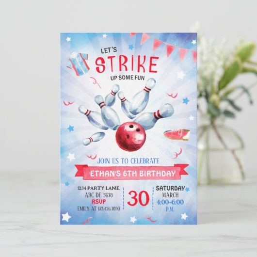 Invitation Boy Bowling Anniversaire (Debout devant)