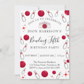 Invitation Boy Bowling Party 5th Birthday  (Devant)