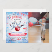 Invitation Boy Bowling photo d'anniversaire (Devant / Derrière)