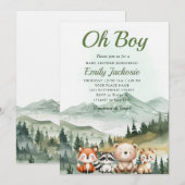 Invitation Boy Boy Boy Boy baby shower animal de forêt (Devant / Derrière)