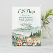 Invitation Boy Boy Boy Boy baby shower animal de forêt (Debout devant)