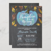 Invitation Boy Citrouille Automne Baby shower Chalkboard (Devant / Derrière)