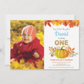 Invitation Boy Citrouille Automne Premier Anniversaire Partie (Devant)