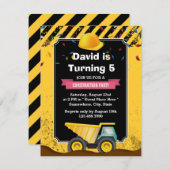 Invitation Boy Construction Camion Camion Anniversaire (Devant / Derrière)
