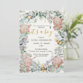 Invitation Boy Cute Aquarelle Forêt Baby shower Ours (Debout devant)