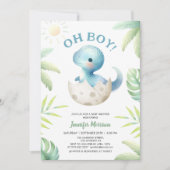 Invitation Boy Cute Dinosaur Boy Baby shower (Devant)
