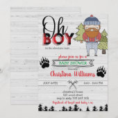 Invitation Boy de Lumberjack Flannel Buffalo Plaid Baby showe (Devant / Derrière)