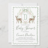 Invitation Boy Deer Baby shower Preppy Chasse Sage Green (Devant)