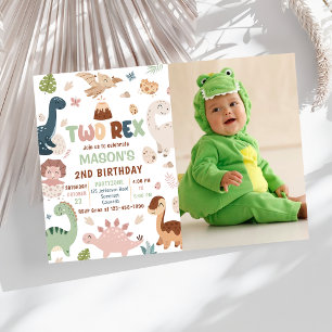 Invitation Boy Dinosaur Deux Rex 2e Anniversaire Photo