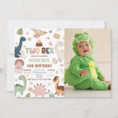 Invitation Boy Dinosaur Deux Rex 2e Anniversaire Photo (Devant)