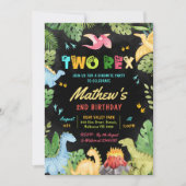 Invitation Boy Dinosaur Deux Rex 2e fête d'anniversaire (Devant)
