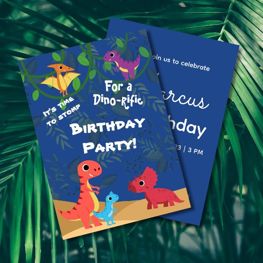 Invitation Boy Dinosaur N'importe quel âge fête d'anniversair