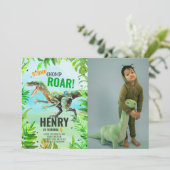 Invitation Boy Dinosaur photo d'anniversaire (Debout devant)