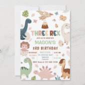 Invitation Boy Dinosaur Trois Rex 3ème Anniversaire Invitatio (Devant)
