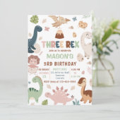Invitation Boy Dinosaur Trois Rex 3ème Anniversaire Invitatio (Debout devant)
