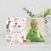 Invitation Boy Dinosaur Trois Rex 3ème Anniversaire Photo (Debout devant)
