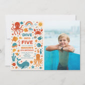 Invitation Boy Dive into Five 5th Birthday Party Photo (Devant)