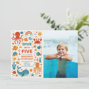 Invitation Boy Dive into Five 5th Birthday Party Photo