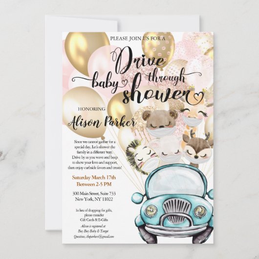 Invitation Boy Drive Through Baby shower | Amis Safari (Devant)