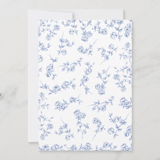 Invitation Boy Dusty Blue Floral Chinoiserie Baby shower (Dos)