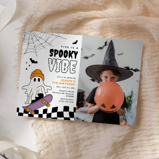 Invitation Boy Éffrayant Halloween Anniversaire Photo Invitat