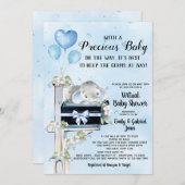Invitation Boy Elephant Covid Baby shower Par Mail (Devant / Derrière)