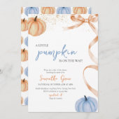 Invitation Boy Fall Rustic Bow Citrouille Baby shower (Devant / Derrière)