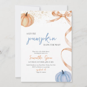 Invitation Boy Fall Rustic Bow Citrouille Baby shower
