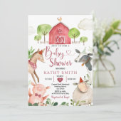 Invitation Boy Farm Animals Barnyard Baby shower (Debout devant)