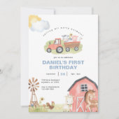 Invitation Boy Farm Animals Barnyard fête d'anniversaire (Devant)