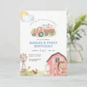 Invitation Boy Farm Animals Barnyard fête d'anniversaire (Debout devant)