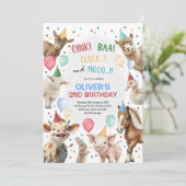 Invitation Boy Farm Animaux Barnyard Balloon fête d'anniversa (Debout devant)