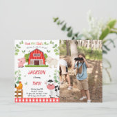 Invitation Boy Farm Birthday Party Photo (Debout devant)