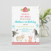 Invitation Boy Farm Party Animal Anniversaire (Debout devant)