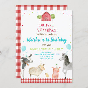 Invitation Boy Farm Party Animal Anniversaire