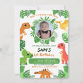 Invitation Boy First Birthday Photo Dinosaur jolie couleur (Devant)