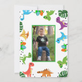 Invitation Boy First Birthday Photo Dinosaur jolie couleur (Dos)