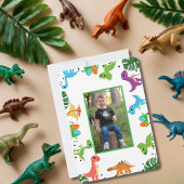 Invitation Boy First Birthday Photo Dinosaur jolie couleur