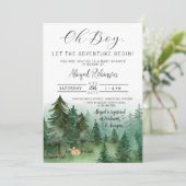 Invitation Boy Fox Woodland Oh Boy Baby shower (Debout devant)