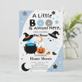 Invitation Boy Ghost Little Boo est ici Baby shower d'Hallowe (Debout devant)