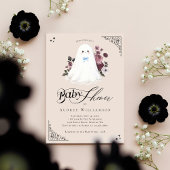 Invitation Boy Ghost Little Boo Floral Baby shower gothique