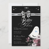 Invitation Boy Ghost Little Boo Floral Baby shower gothique (Devant)