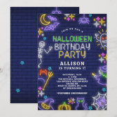 Invitation Boy Girl Halloween 7e fête d'anniversaire (Devant / Derrière)