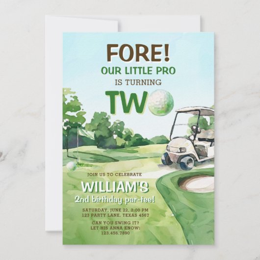 Invitation Boy Golf Par tee 2e anniversaire (Devant)