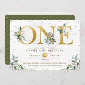 Invitation Boy Green Boy 1er anniversaire (Devant / Derrière)