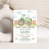 Invitation Boy Green Tractor ferme fête d'anniversaire