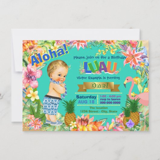 Invitation Boy Hawaiian Luau fête d'anniversaire (Devant)