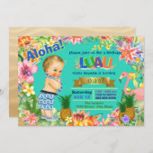 Invitation Boy Hawaiian Luau fête d'anniversaire (Devant / Derrière)