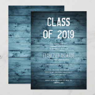 Invitation Boy High School Graduation Party 2019 Rustic Blue